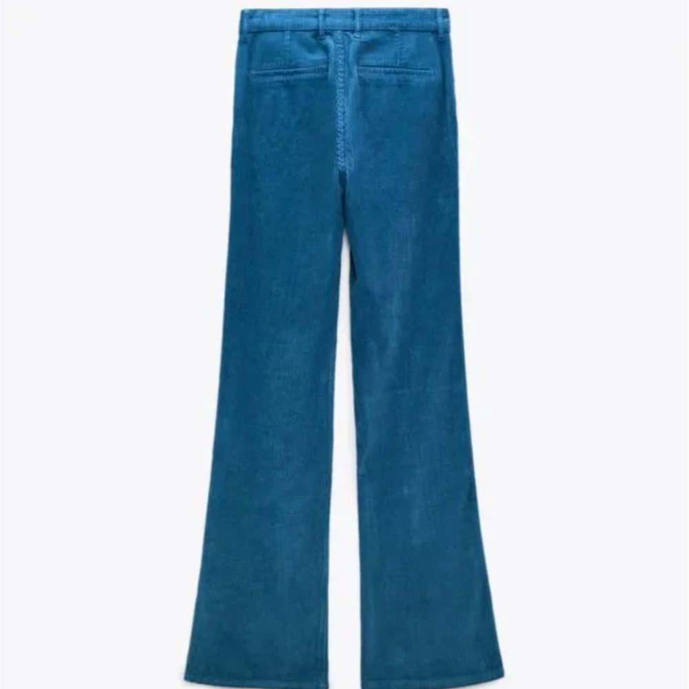 LAST CHANCE ⚡️ Zara Wide Leg Corduroy Pants Duck Blue US 4 - Picture 5 of 5